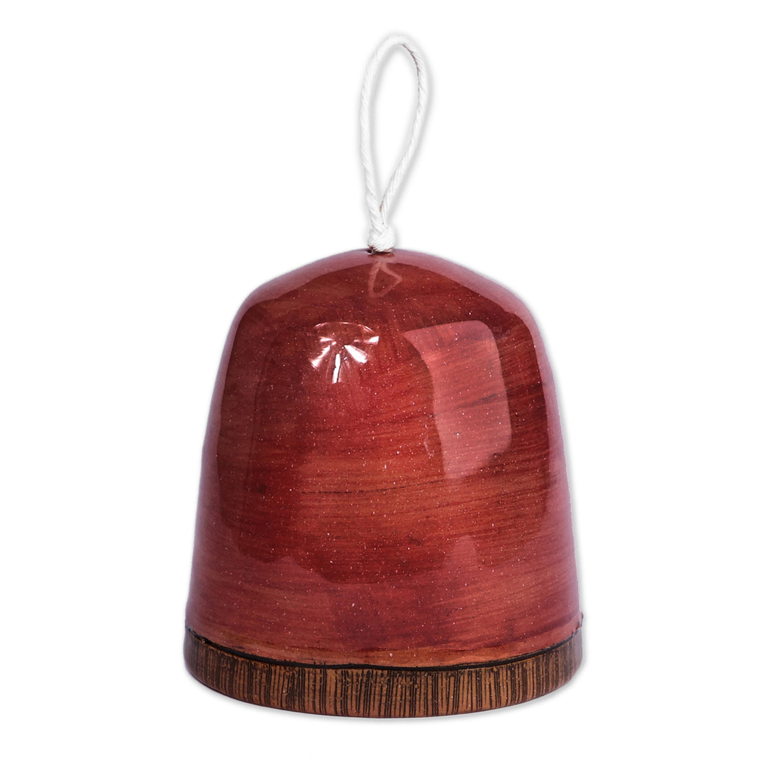 Whimsical Hand-Painted Glazed Armenian Ceramic Bell Ornament - Happy Face