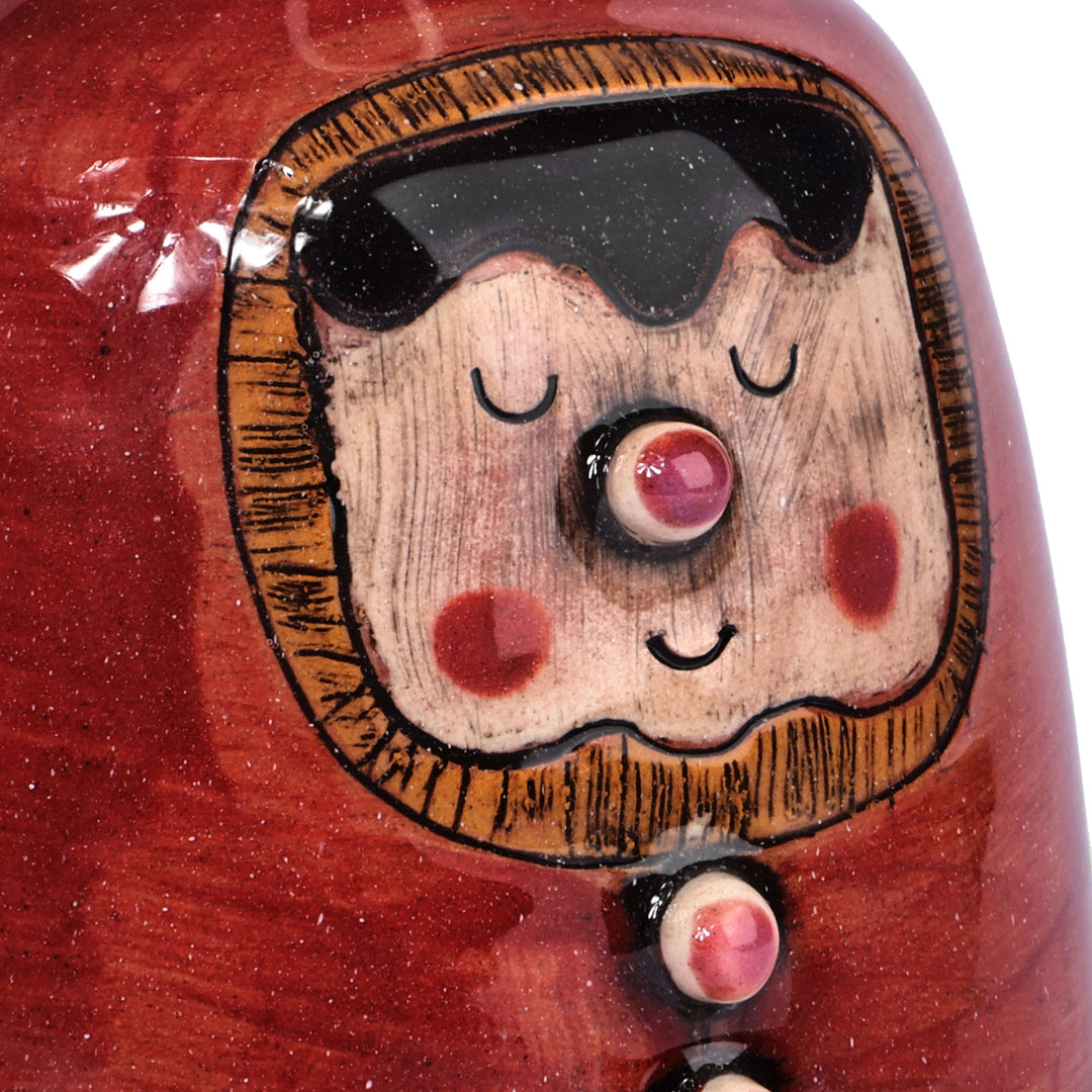 Whimsical Hand-Painted Glazed Armenian Ceramic Bell Ornament - Happy Face