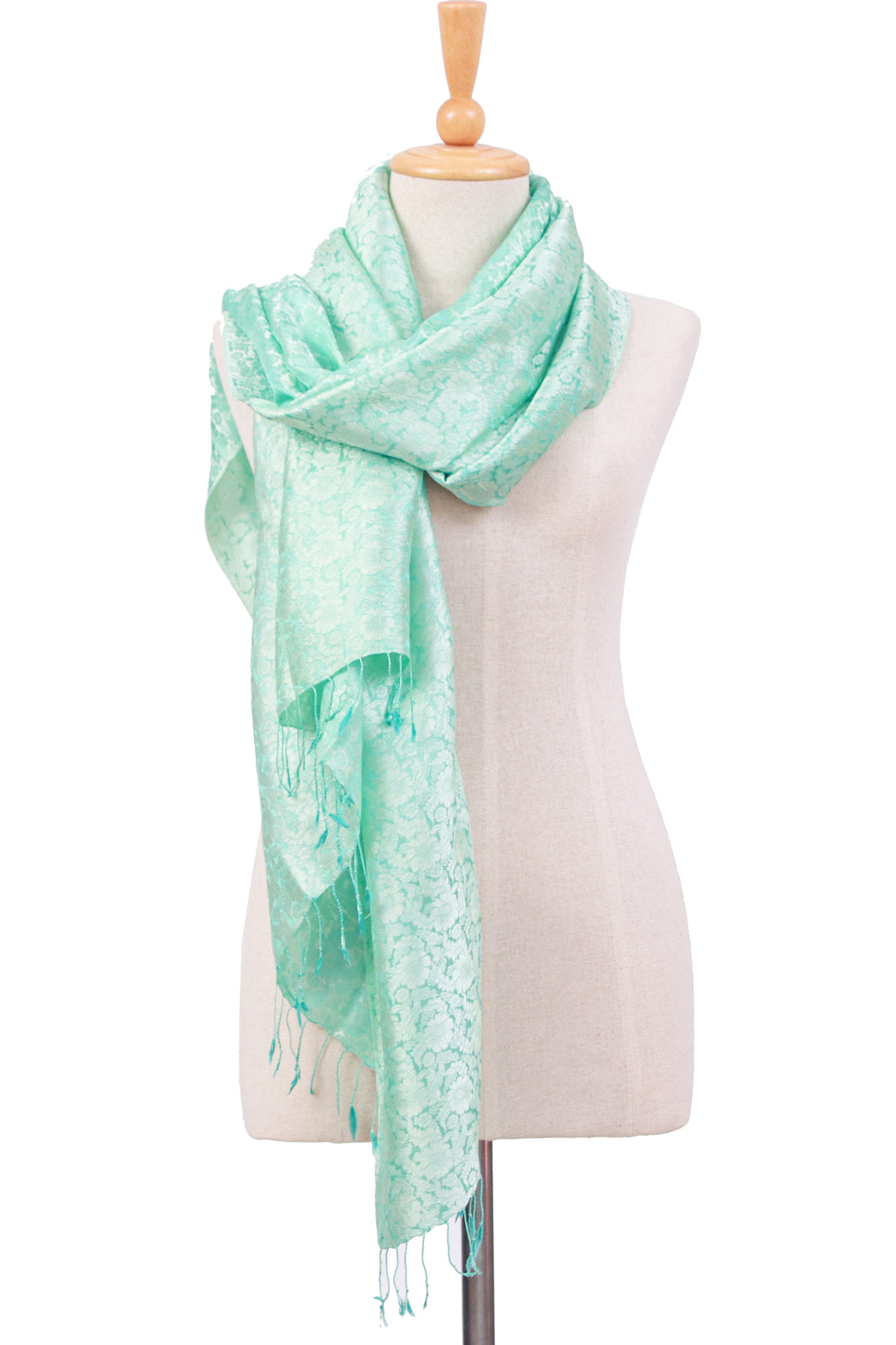 Hand-Dyed Soft Rayon and Silk Blend Shawl in Mint Green - Mint Lady