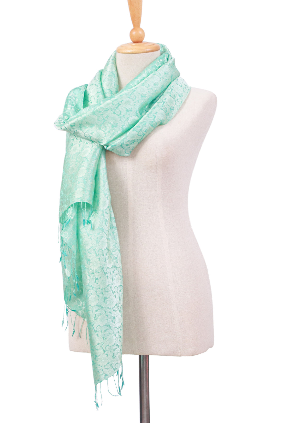 Hand-Dyed Soft Rayon and Silk Blend Shawl in Mint Green - Mint Lady