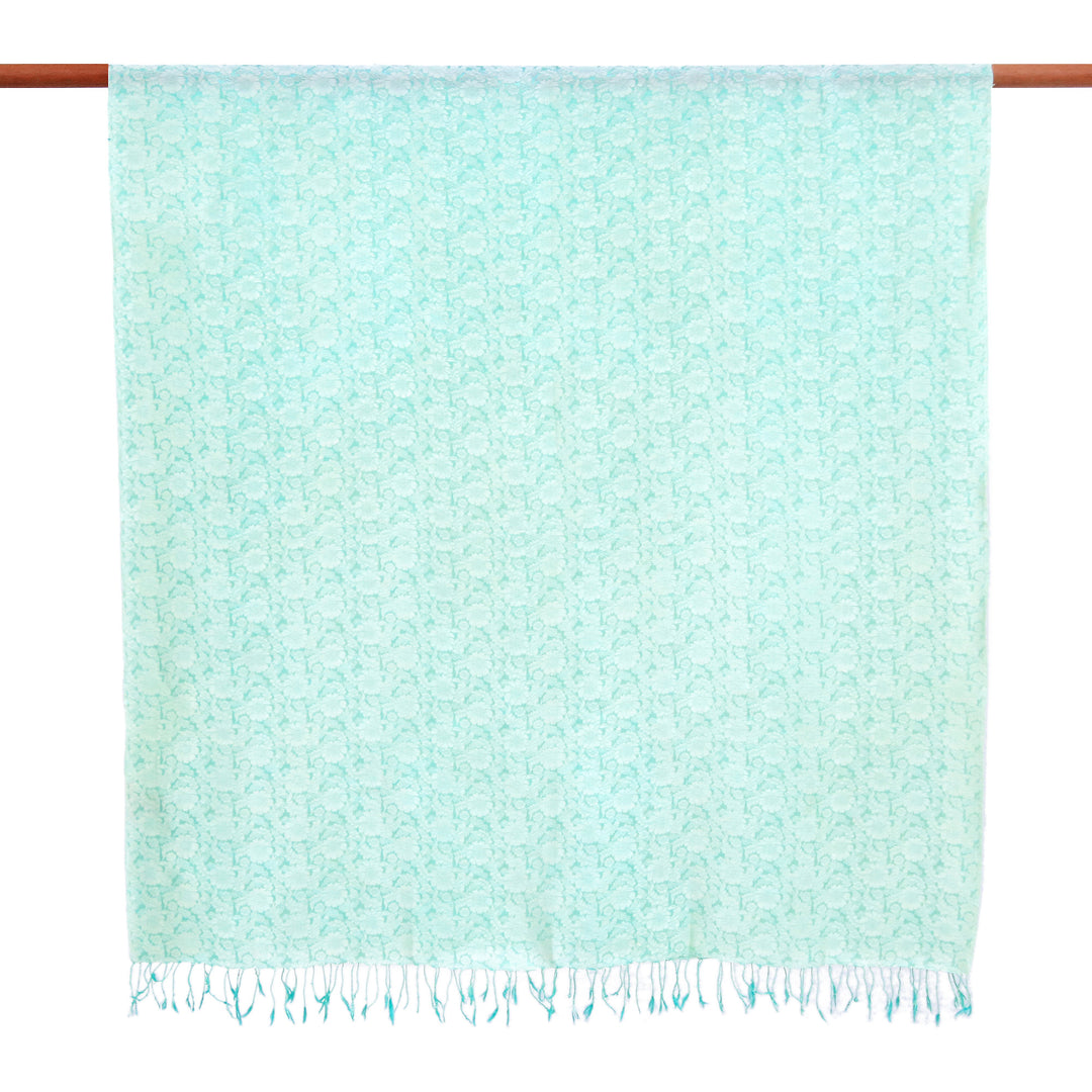 Hand-Dyed Soft Rayon and Silk Blend Shawl in Mint Green - Mint Lady