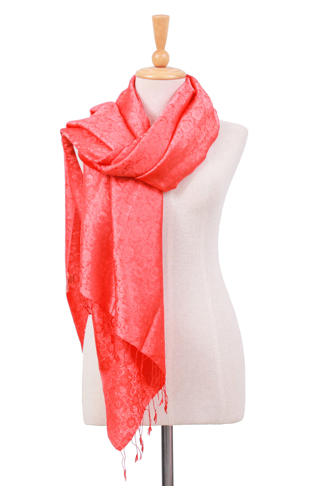 Hand-Dyed Soft Rayon and Silk Blend Shawl in Strawberry Red - Strawberry Lady