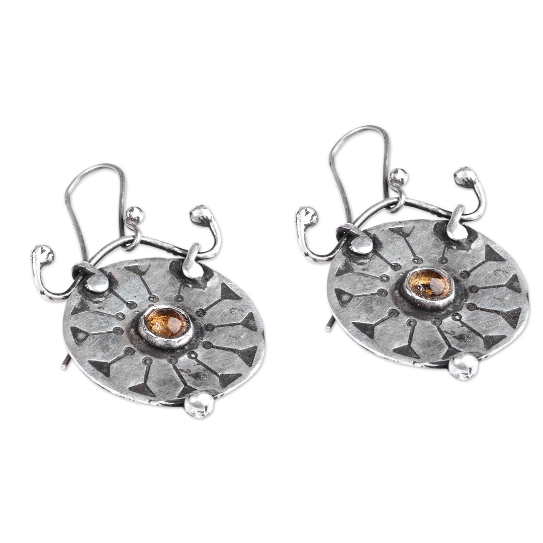 Sterling Silver Synthetic Yellow Sapphire Dangle Earrings - Joy in Spring