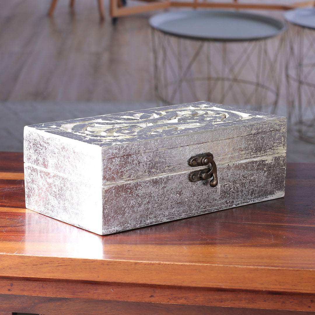 Traditional Distressed Mango Wood and Glass Decorative Box - Palatial Mirrors