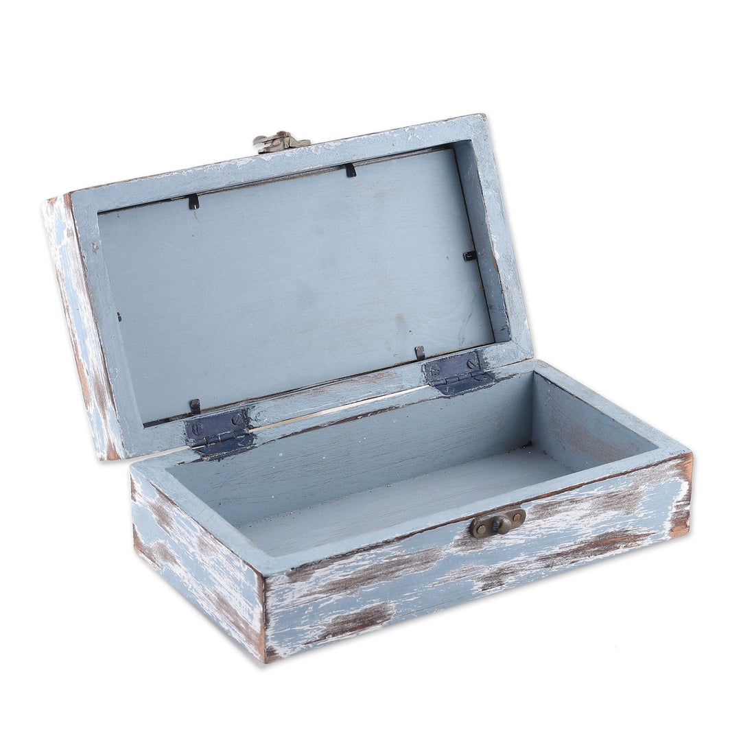 Floral Distressed Mango Wood and Glass Decorative Box - Garden of Reflections