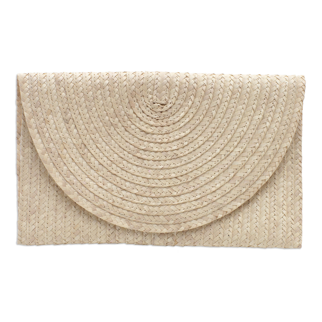 Tropical Braided Palmyra Palm Leaf Clutch in Ivory Hues - Ivory Epoch