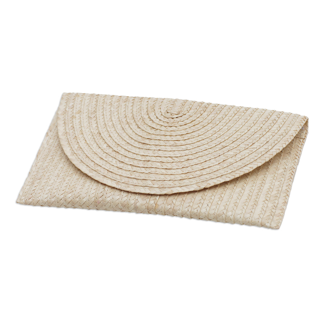 Tropical Braided Palmyra Palm Leaf Clutch in Ivory Hues - Ivory Epoch