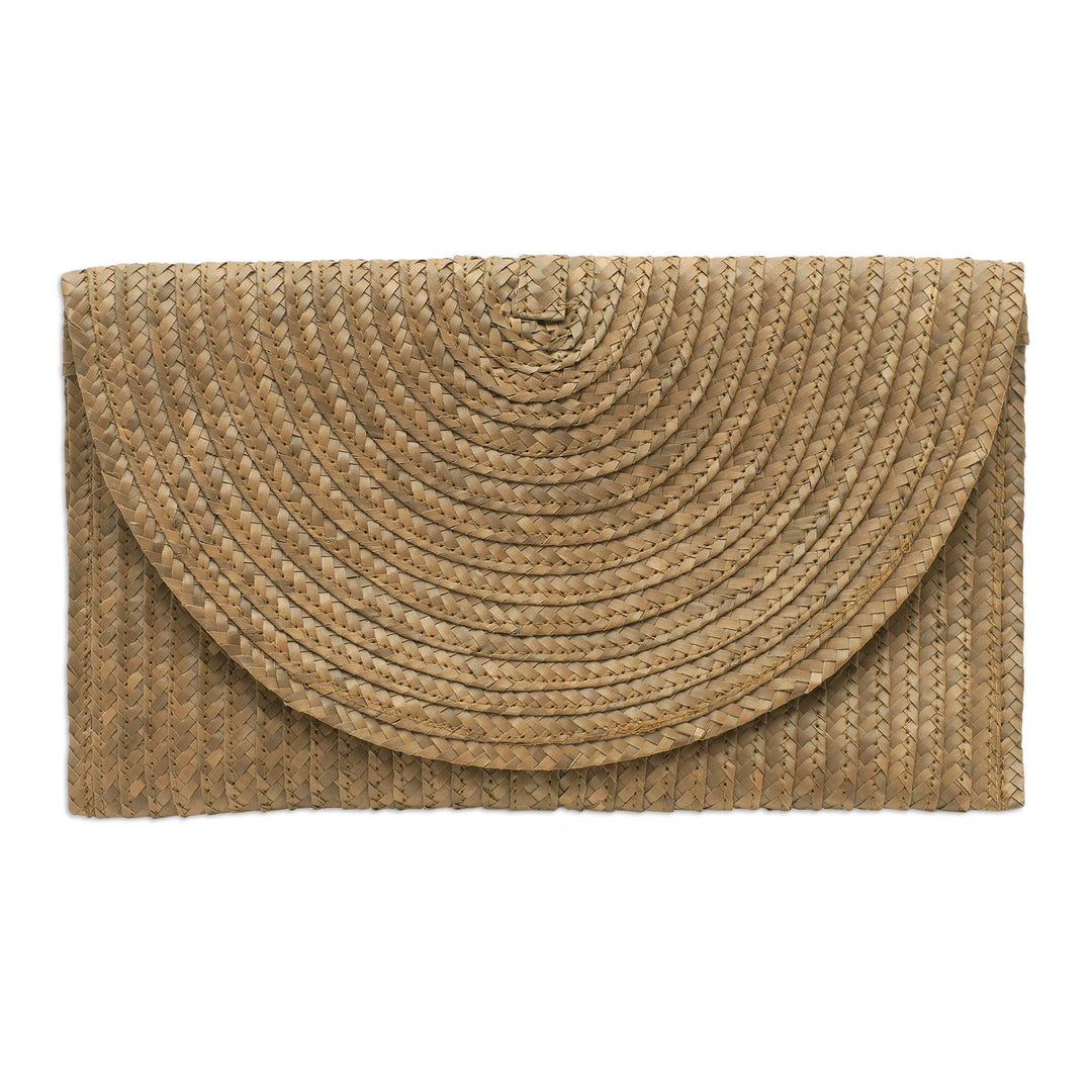 Tropical Braided Palmyra Palm Leaf Clutch in Sand Hues - Sand Epoch