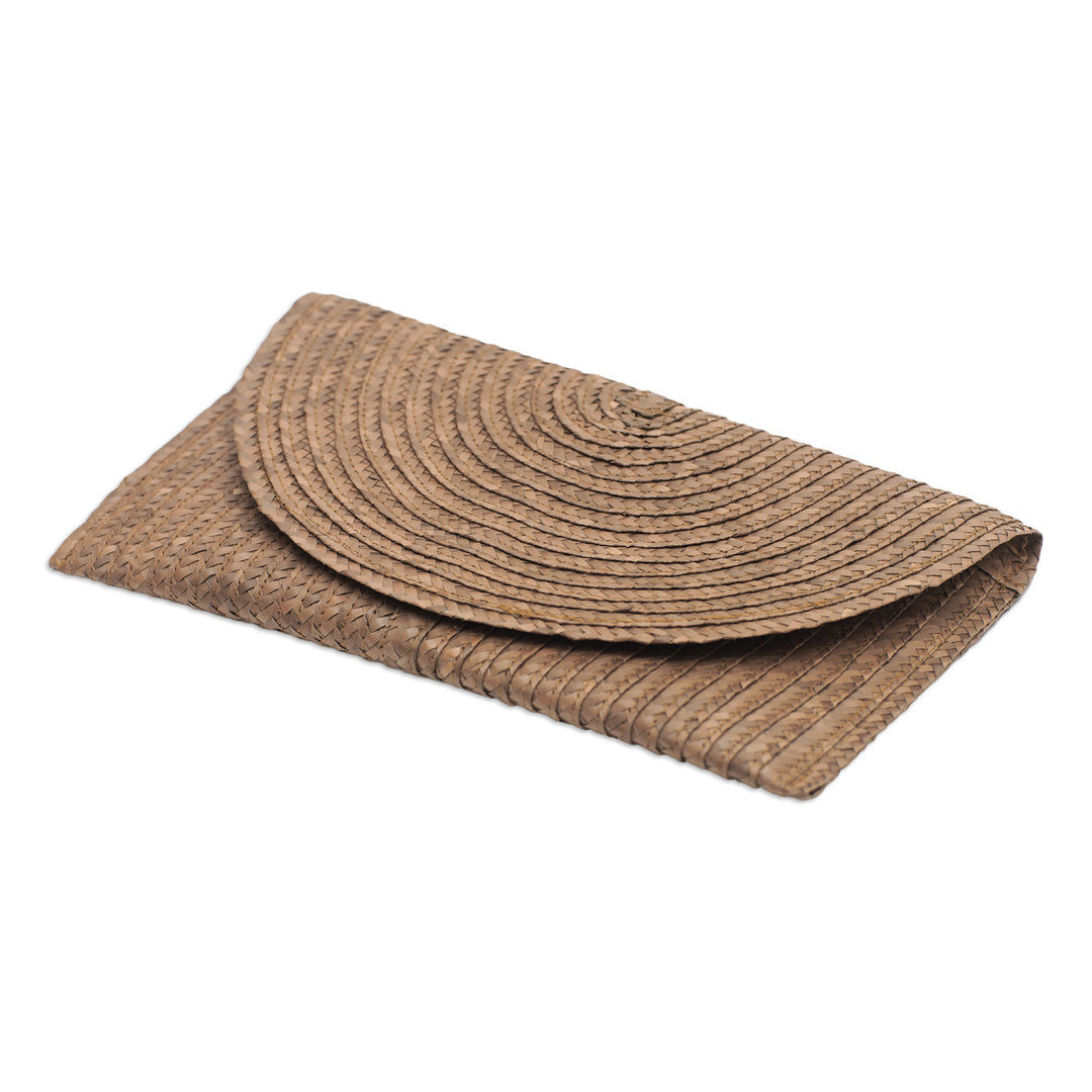 Tropical Braided Palmyra Palm Leaf Clutch in Sand Hues - Sand Epoch
