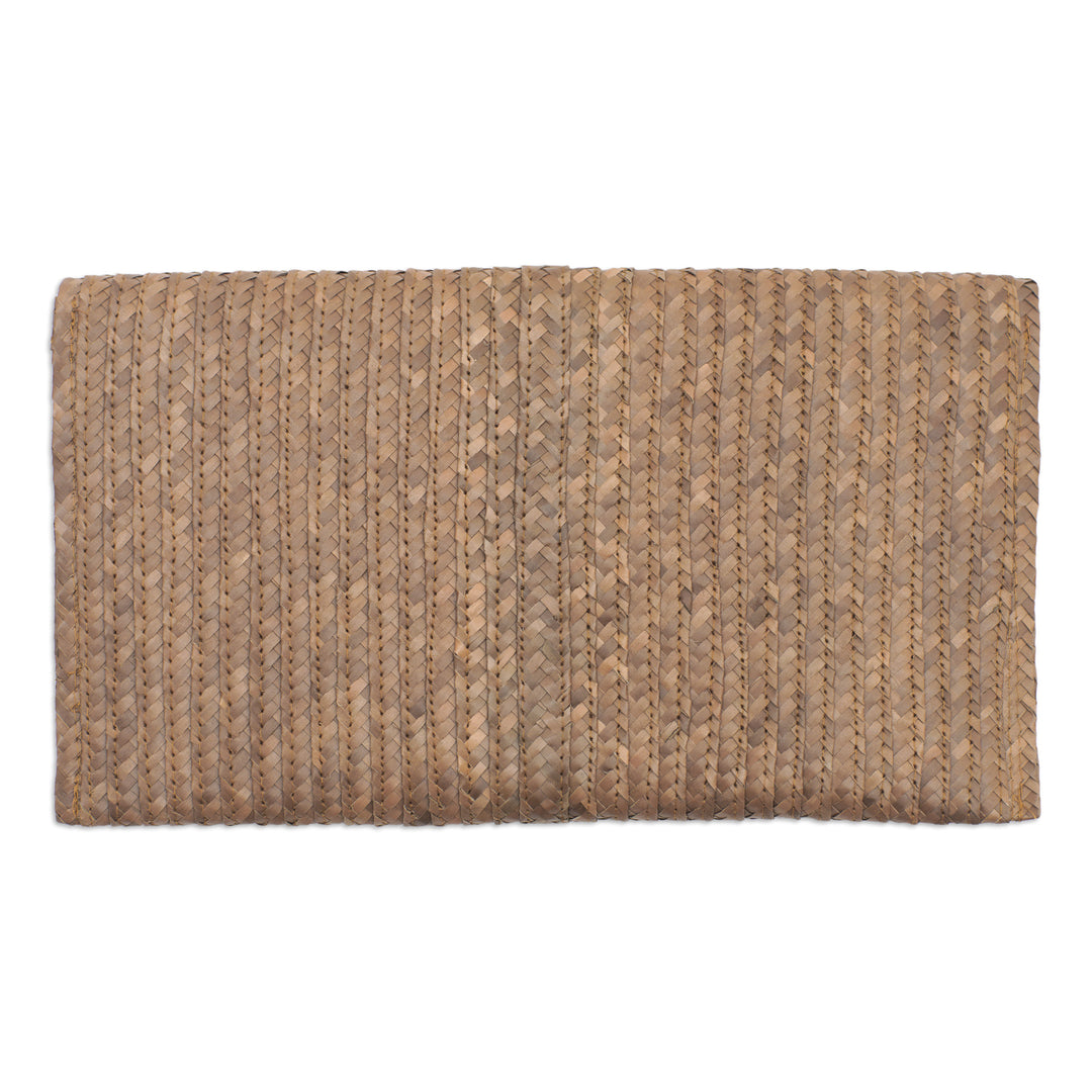 Tropical Braided Palmyra Palm Leaf Clutch in Sand Hues - Sand Epoch