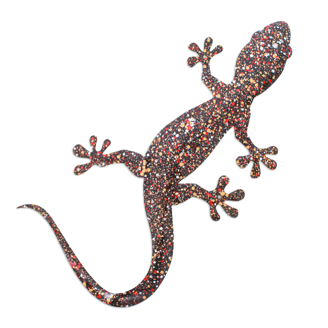 Handcrafted Tropical-Inspired Iron Gecko Wall Art - Festive Scales