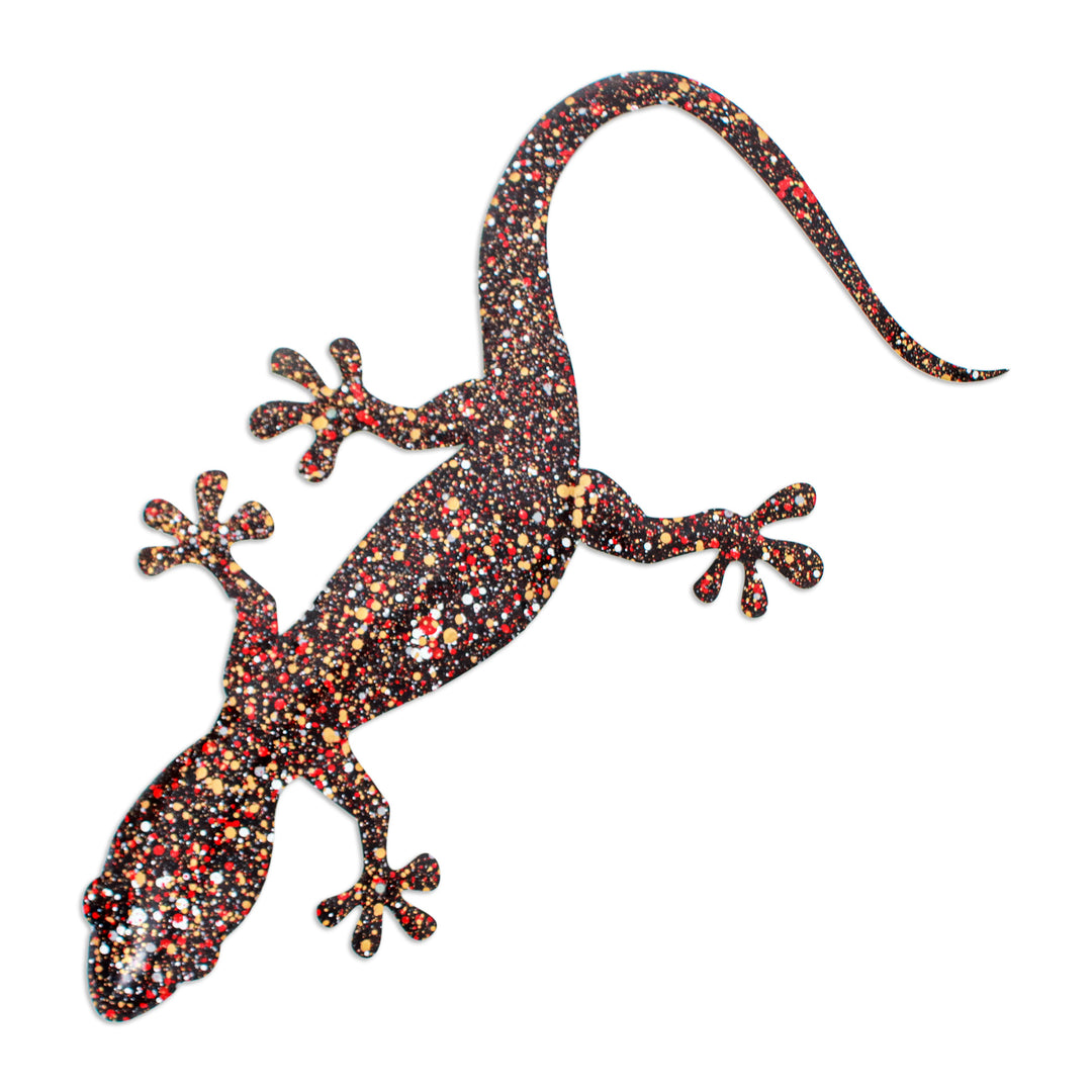 Handcrafted Tropical-Inspired Iron Gecko Wall Art - Festive Scales