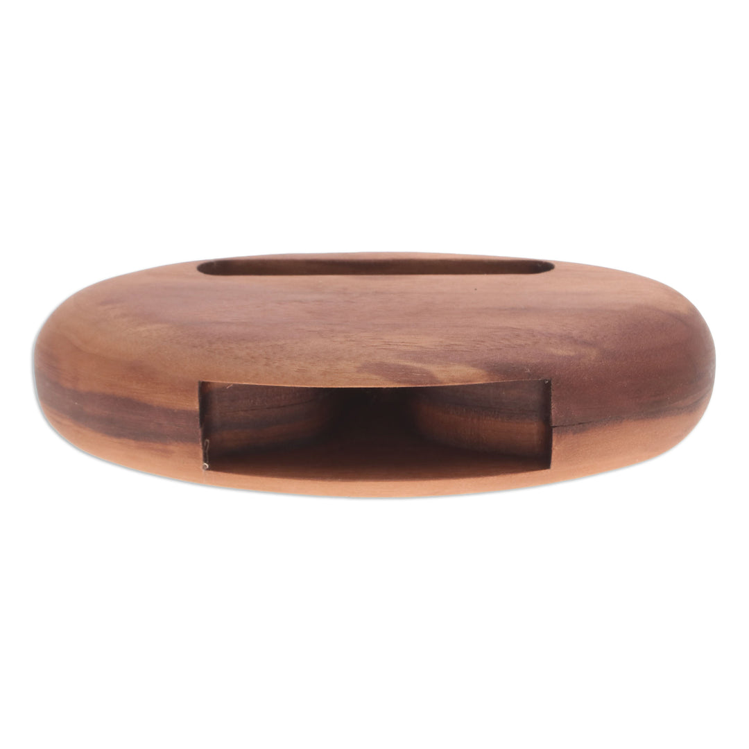 Hand-Carved Minimalist Oval Walnut Wood Phone Speaker - Regal Sounds