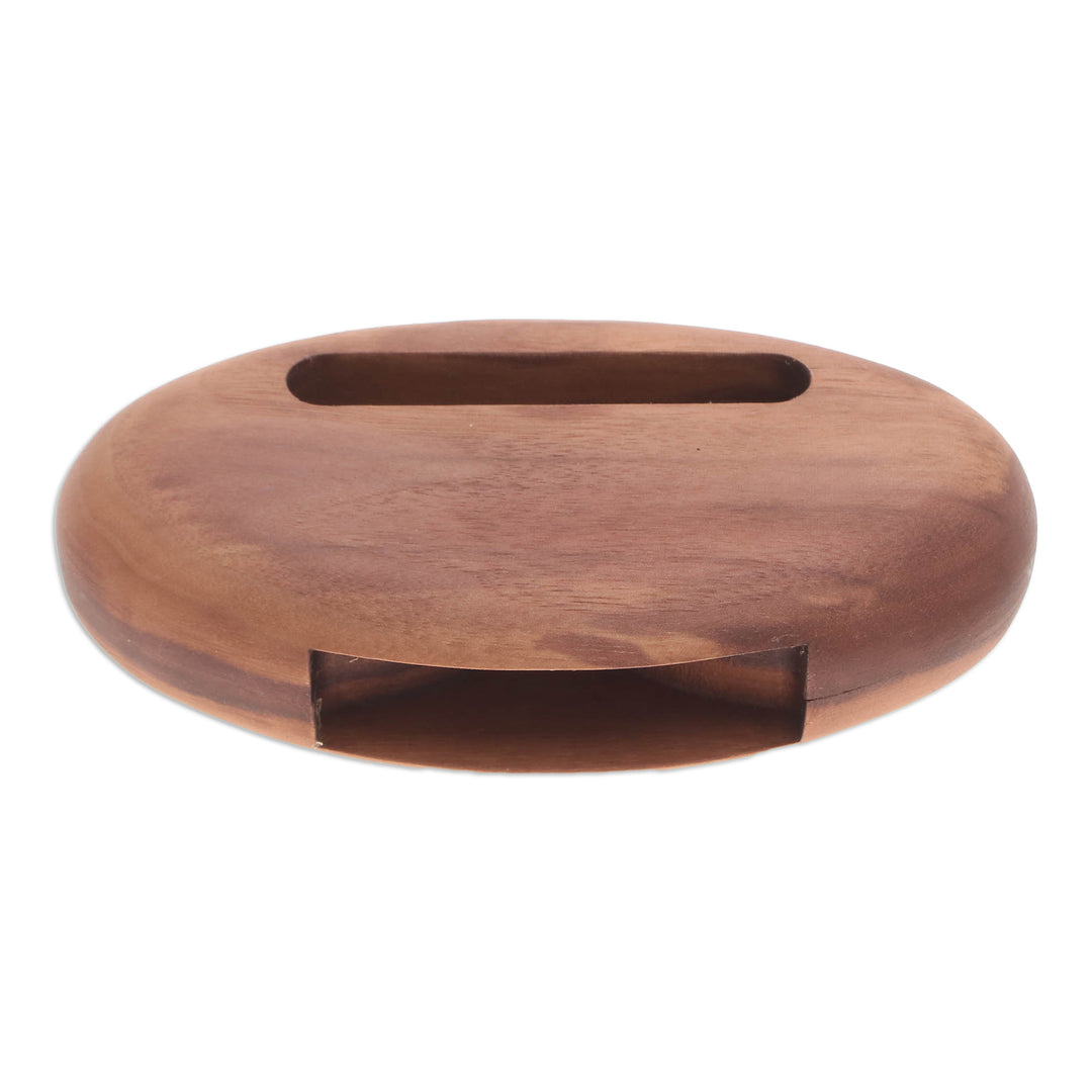 Hand-Carved Minimalist Oval Walnut Wood Phone Speaker - Regal Sounds