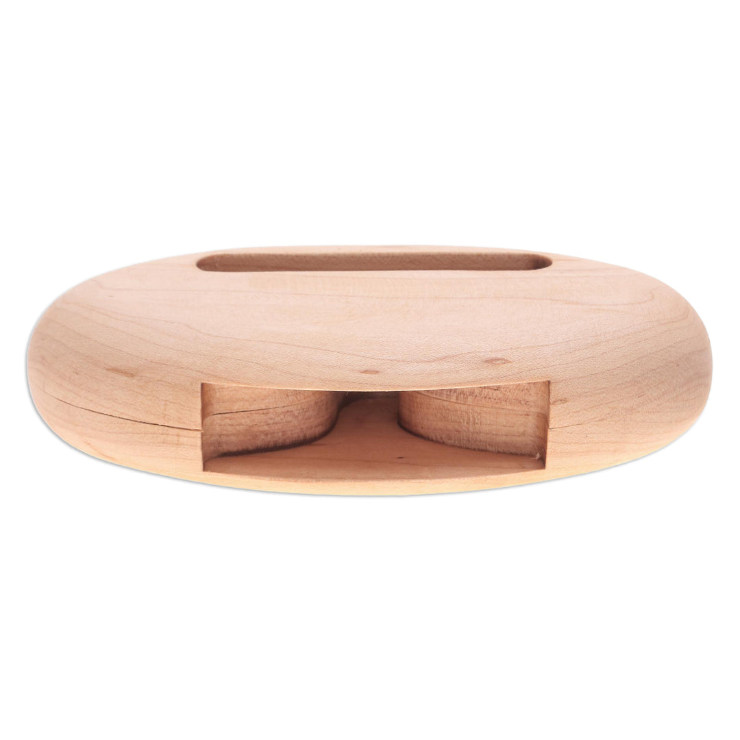 Hand-Carved Minimalist Oval Maple Wood Phone Speaker - Tender Sounds