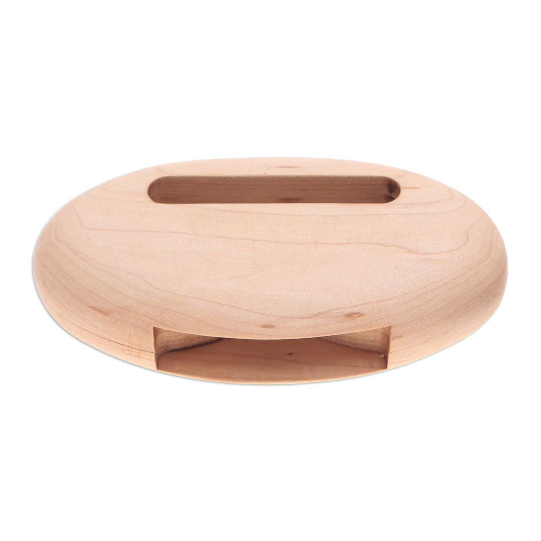 Hand-Carved Minimalist Oval Maple Wood Phone Speaker - Tender Sounds