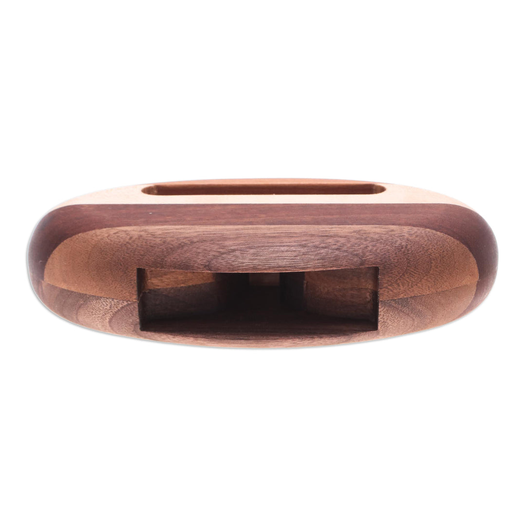 Hand-Carved Minimalist Oval Striped Wood Phone Speaker - Striped Sounds