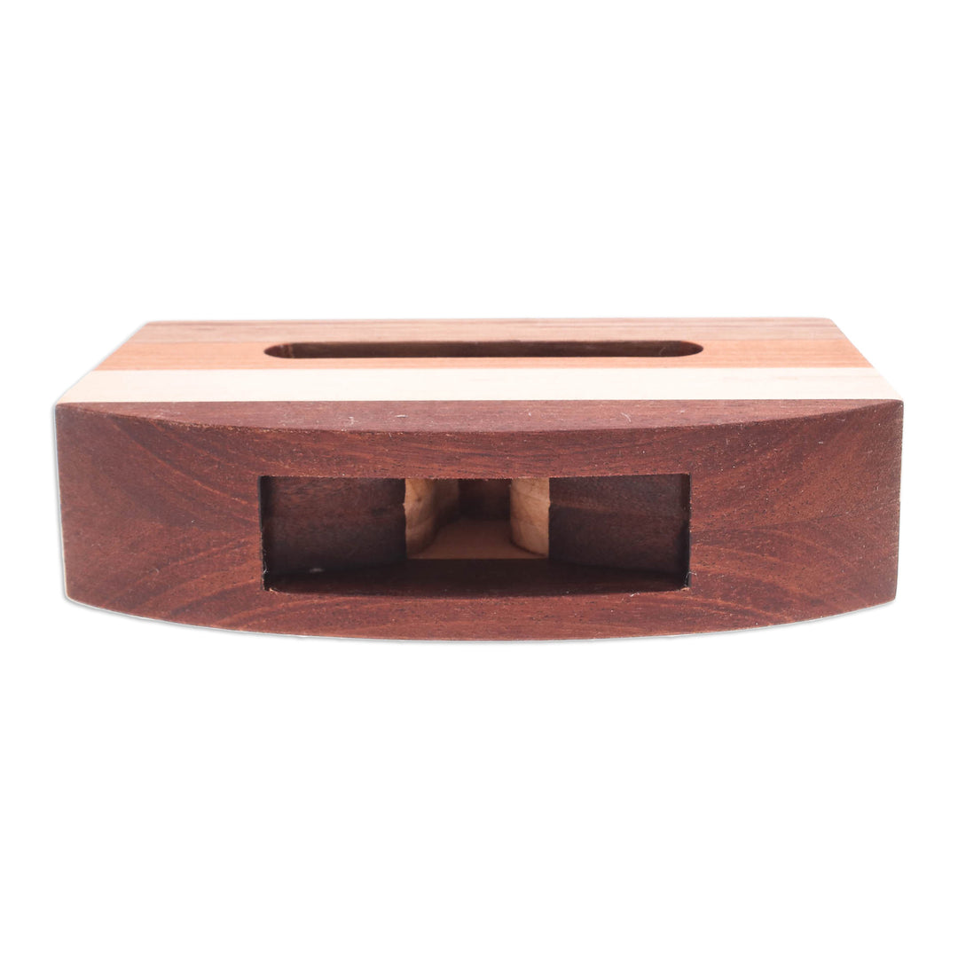 Modern Striped Wood Phone Speaker Handcrafted in Thailand - Striped Connection