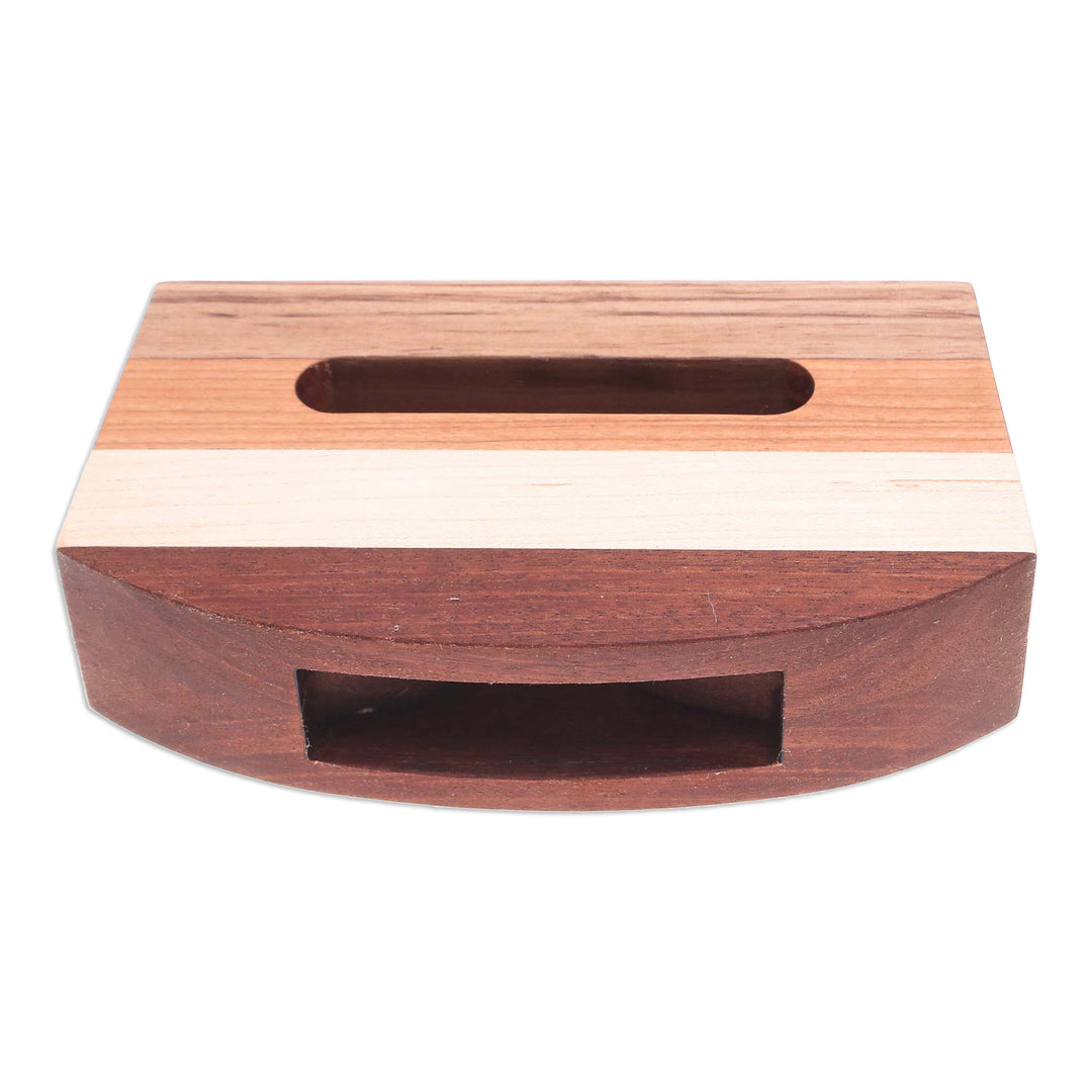 Modern Striped Wood Phone Speaker Handcrafted in Thailand - Striped Connection