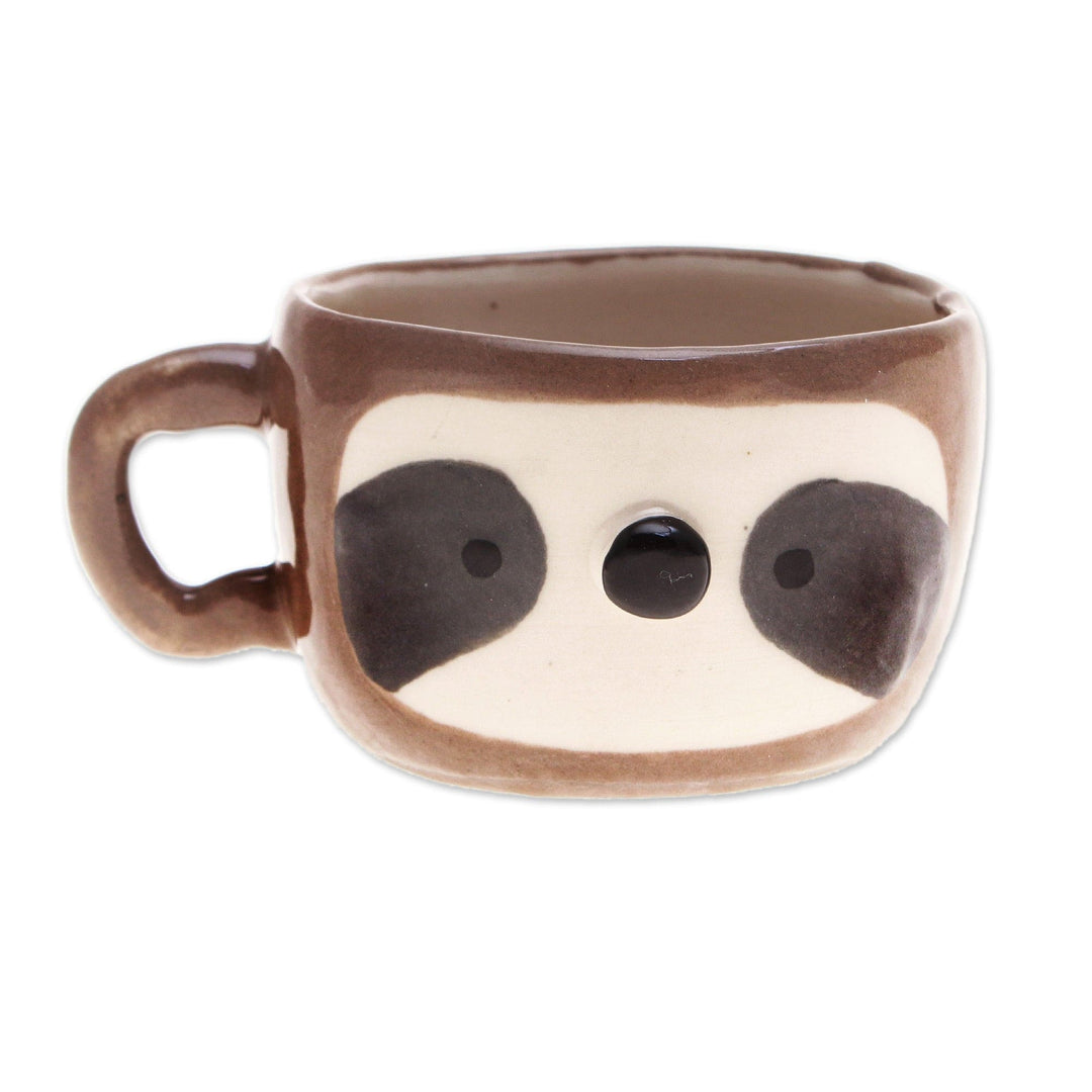 Animal-Themed Ceramic Sloth Espresso Cup Crafted in Thailand - Sloth Demitasse