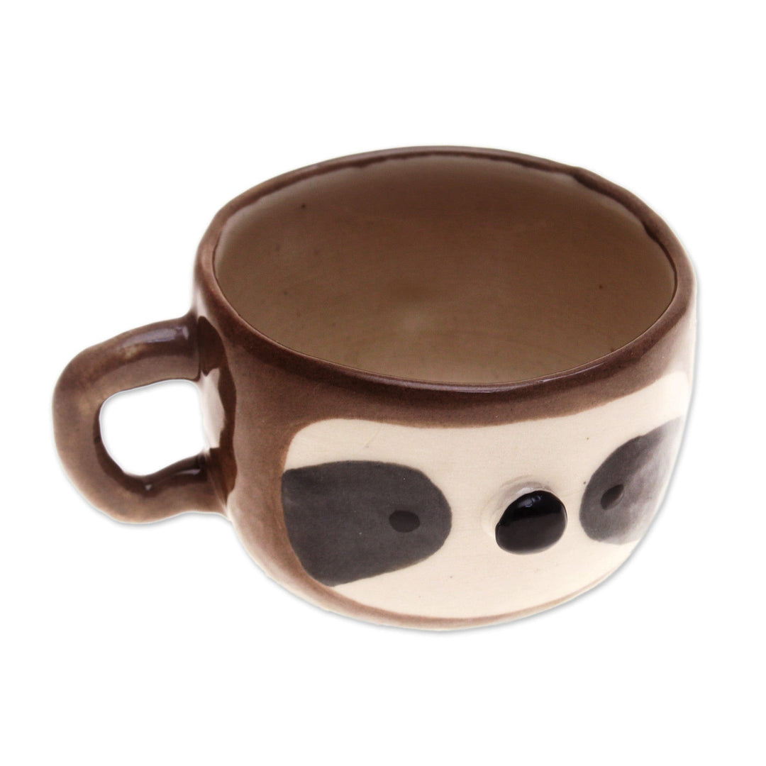 Animal-Themed Ceramic Sloth Espresso Cup Crafted in Thailand - Sloth Demitasse