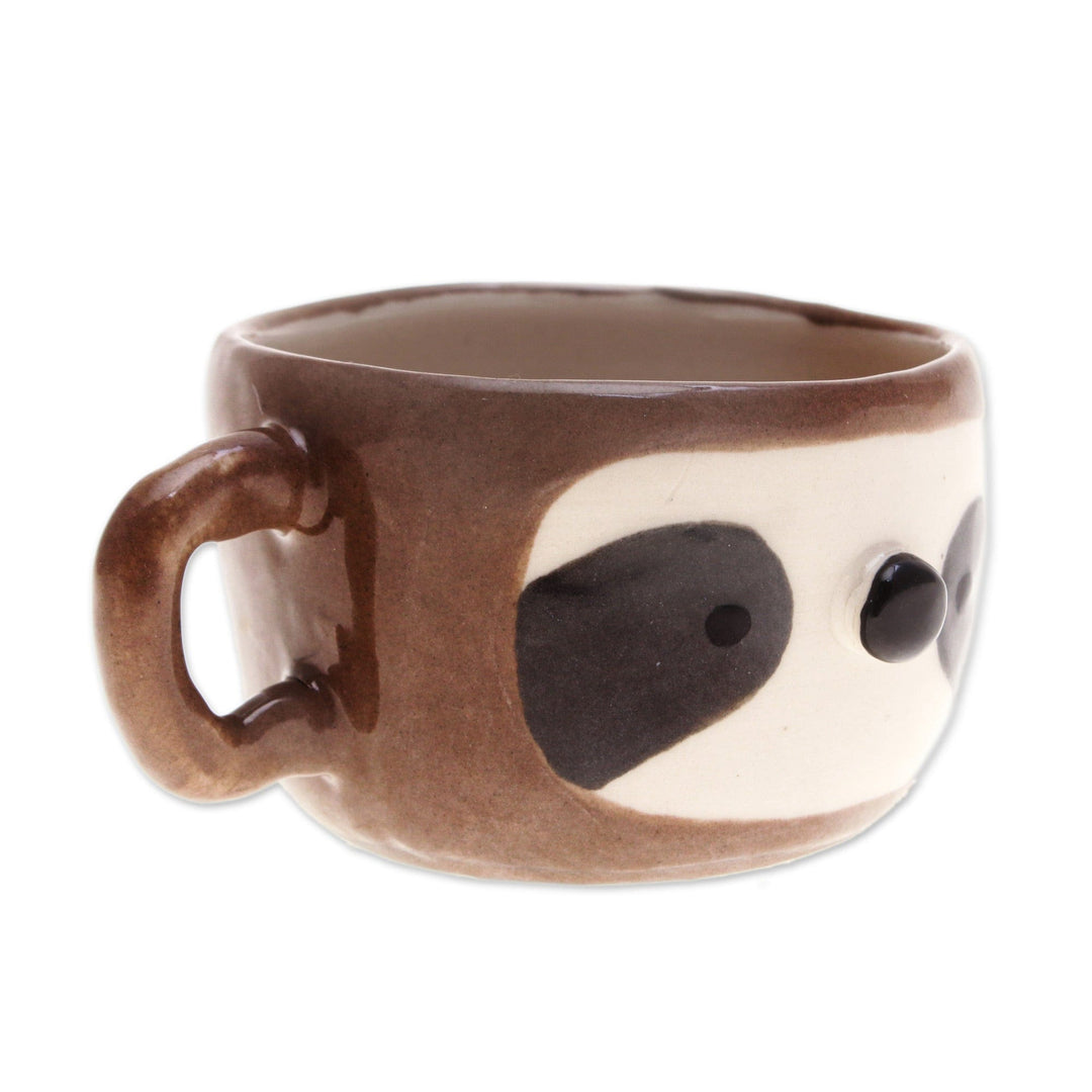 Animal-Themed Ceramic Sloth Espresso Cup Crafted in Thailand - Sloth Demitasse