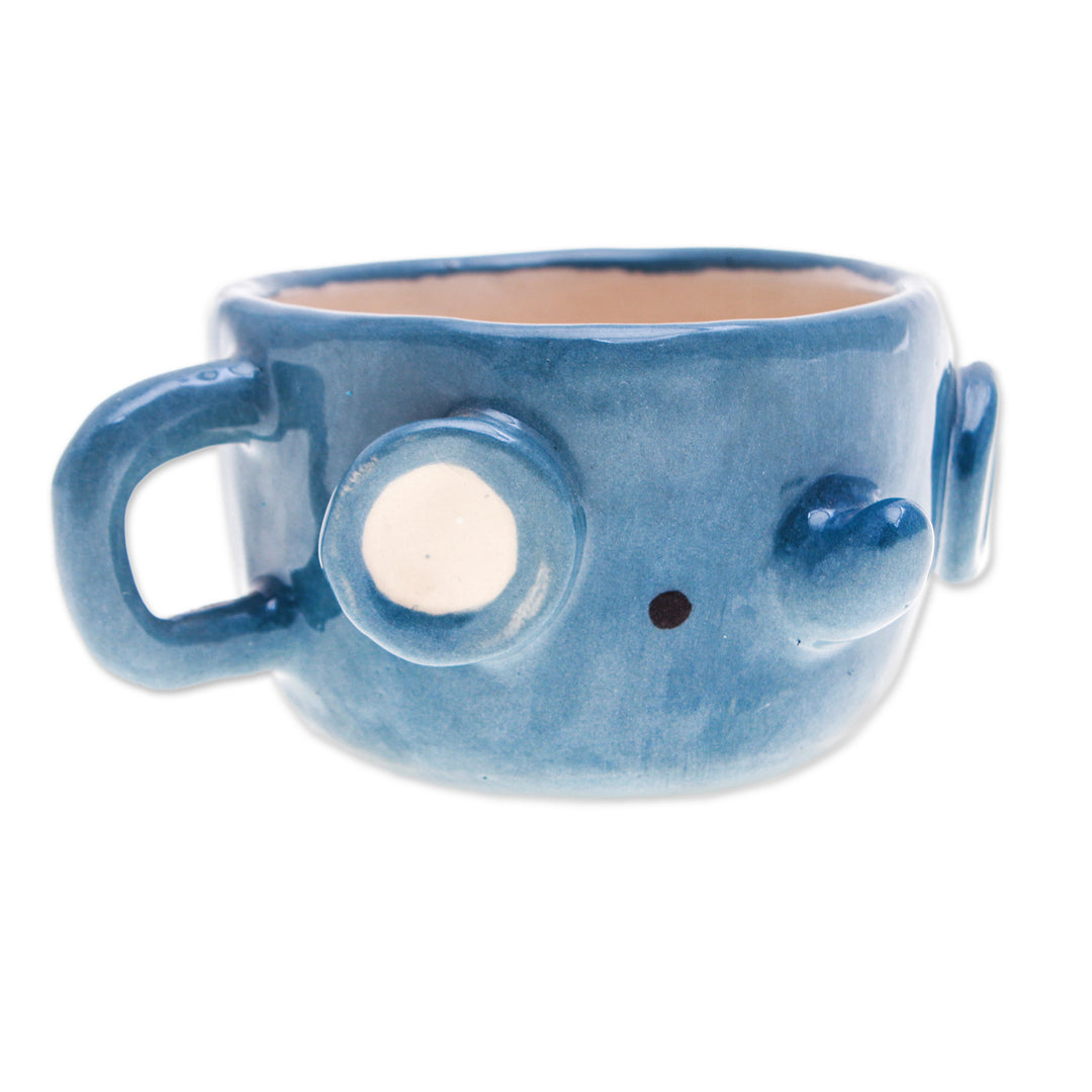 Handmade Elephant-Shaped Ceramic Demitasse from Thailand - Elephant Demitasse