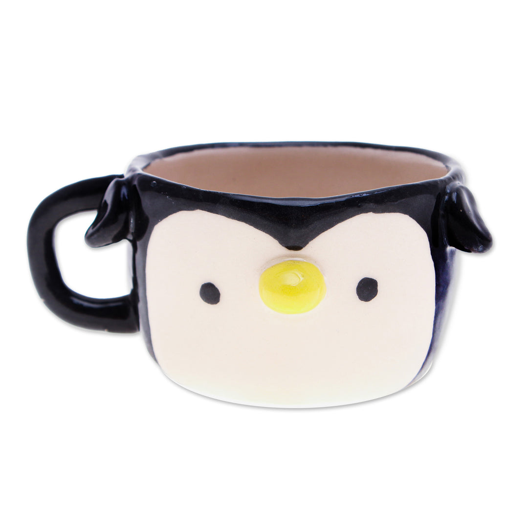 Thai Fair Trade Animal-Themed Ceramic Penguin Espresso Cup - Penguin Demitasse