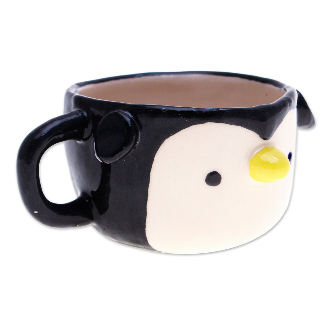Thai Fair Trade Animal-Themed Ceramic Penguin Espresso Cup - Penguin Demitasse