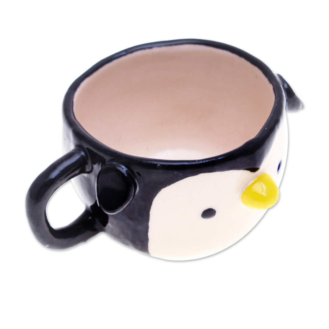 Thai Fair Trade Animal-Themed Ceramic Penguin Espresso Cup - Penguin Demitasse