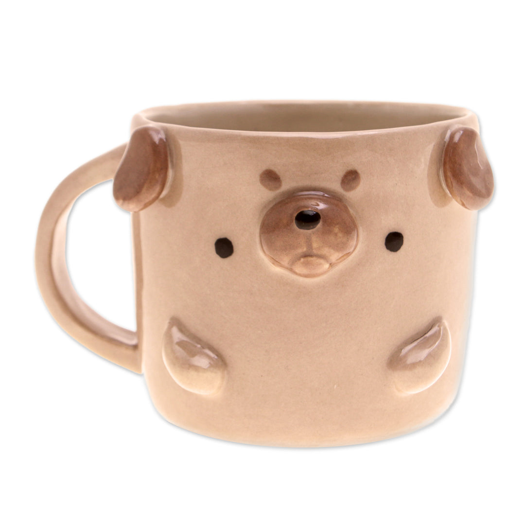 Whimsical Animal-Themed Handcrafted Ceramic Pug Dog Mug - Pug Morning