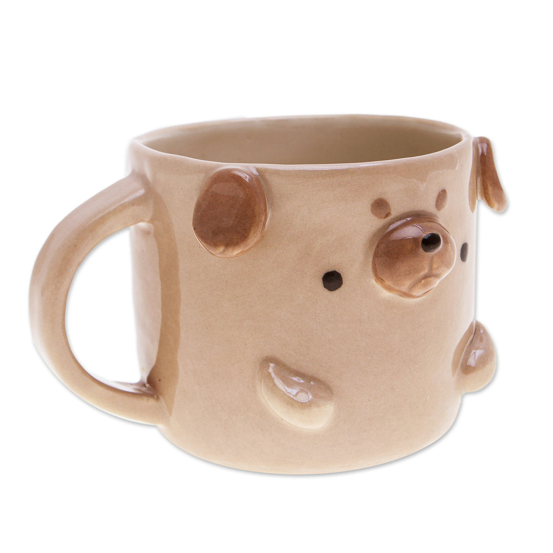 Whimsical Animal-Themed Handcrafted Ceramic Pug Dog Mug - Pug Morning