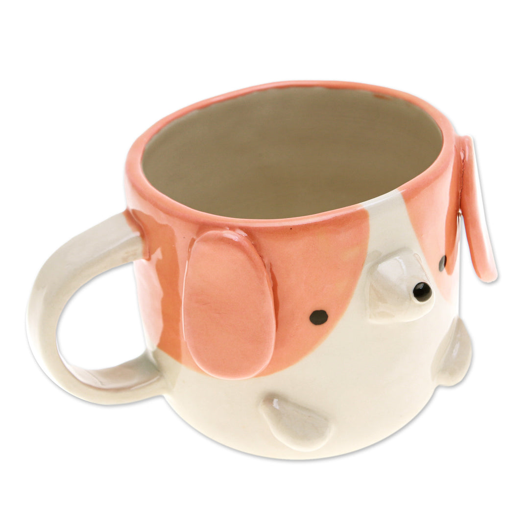Whimsical Animal-Themed Handcrafted Ceramic Beagle Dog Mug - Beagle Morning
