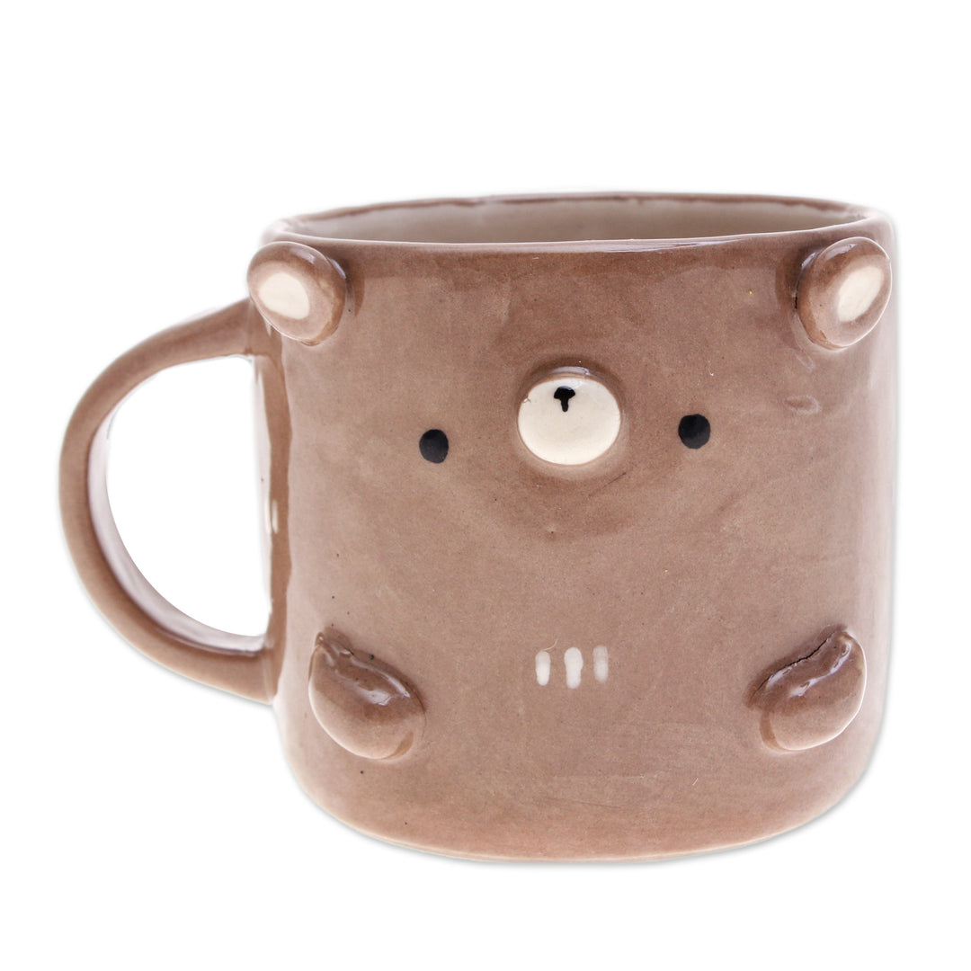 Whimsical Animal-Themed Handcrafted Ceramic Bear Mug - Bear Morning