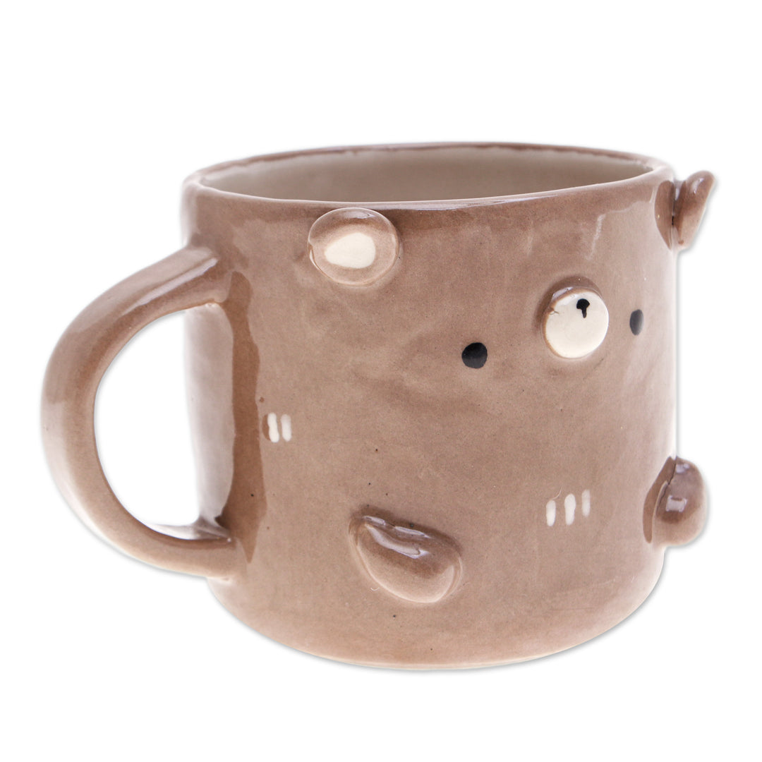 Whimsical Animal-Themed Handcrafted Ceramic Bear Mug - Bear Morning