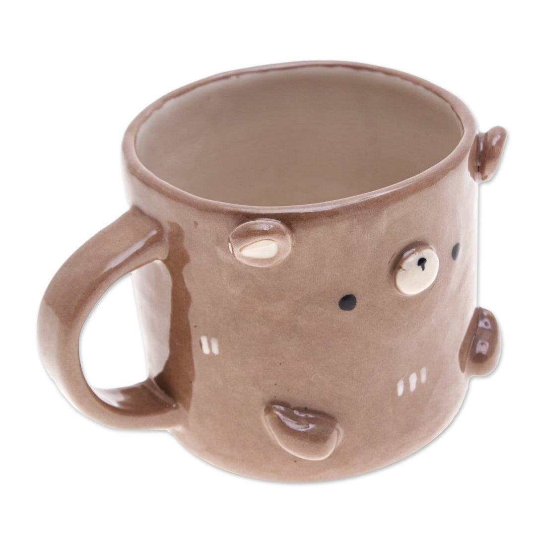 Whimsical Animal-Themed Handcrafted Ceramic Bear Mug - Bear Morning