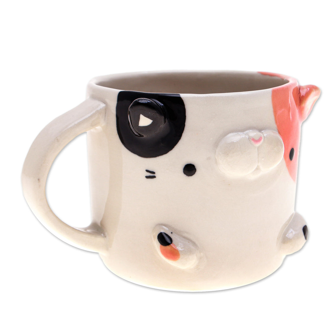 Whimsical Animal-Themed Handcrafted Calico Cat Mug - Calico Morning