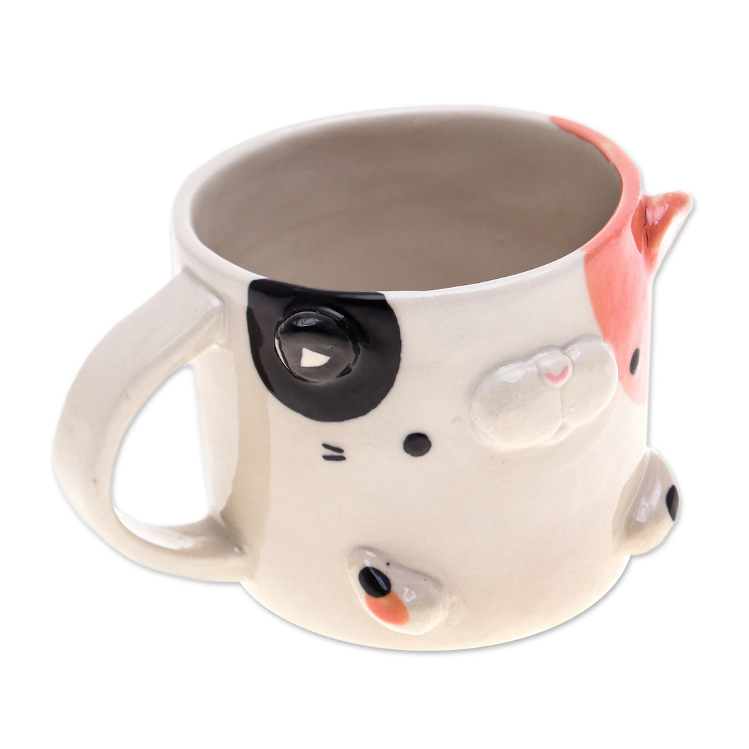 Whimsical Animal-Themed Handcrafted Calico Cat Mug - Calico Morning
