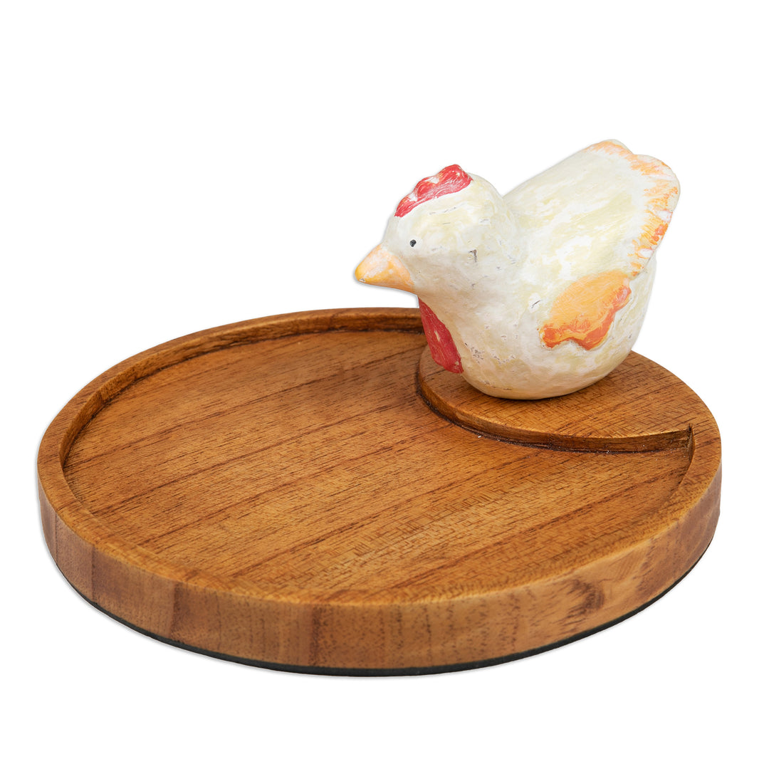 Handcrafted Whimsical Hen-Themed Albesia Wood Catchall - The Hen