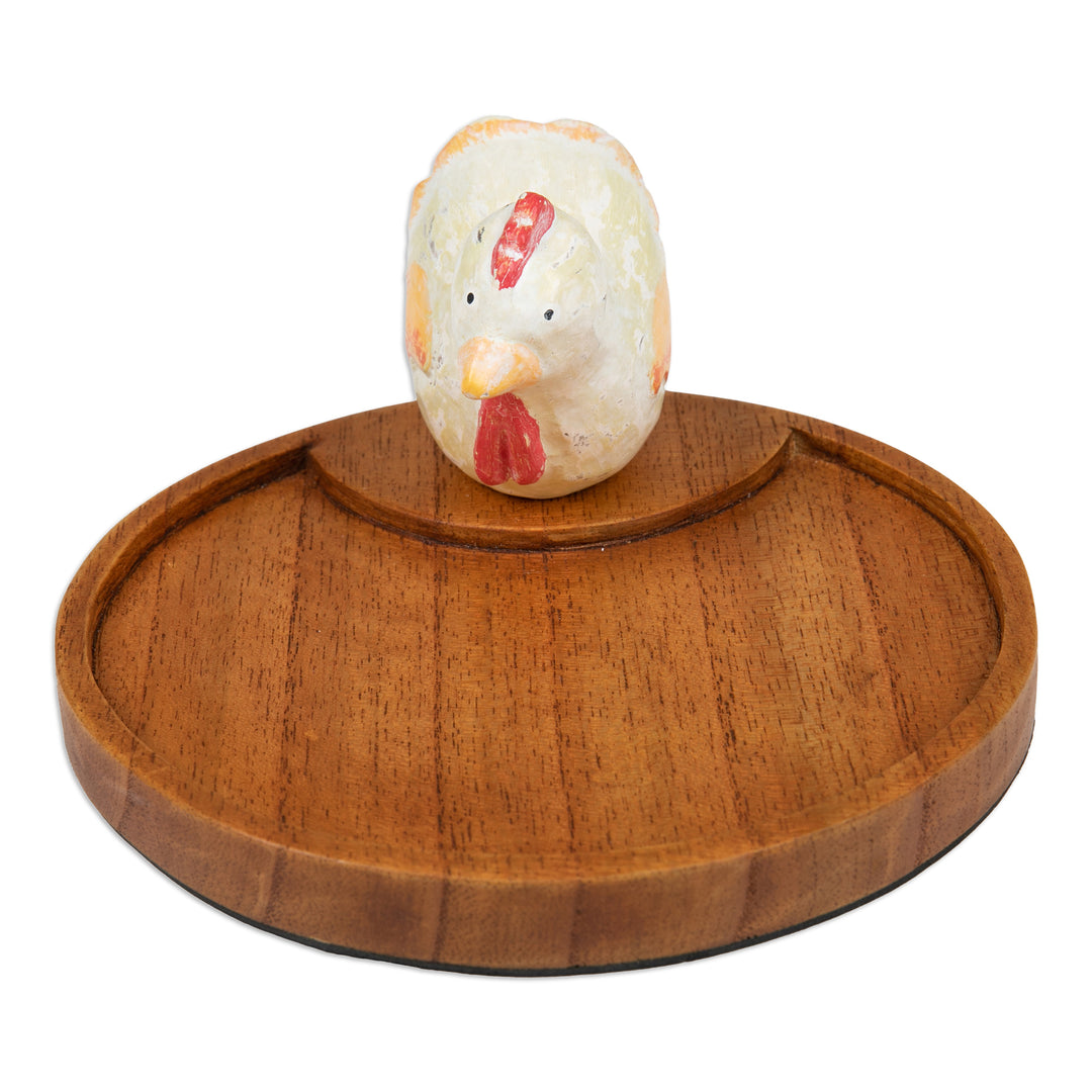 Handcrafted Whimsical Hen-Themed Albesia Wood Catchall - The Hen