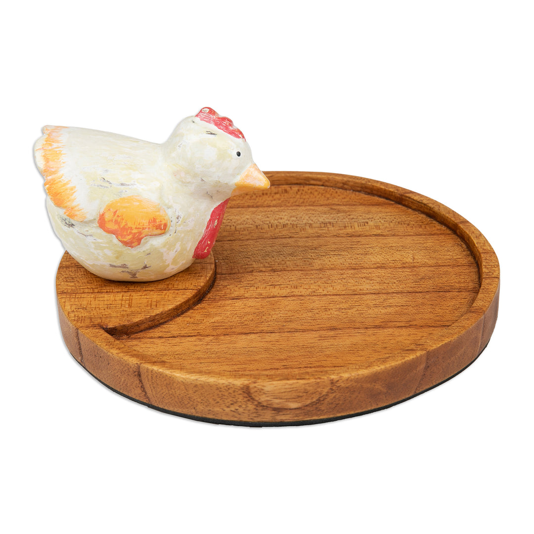 Handcrafted Whimsical Hen-Themed Albesia Wood Catchall - The Hen