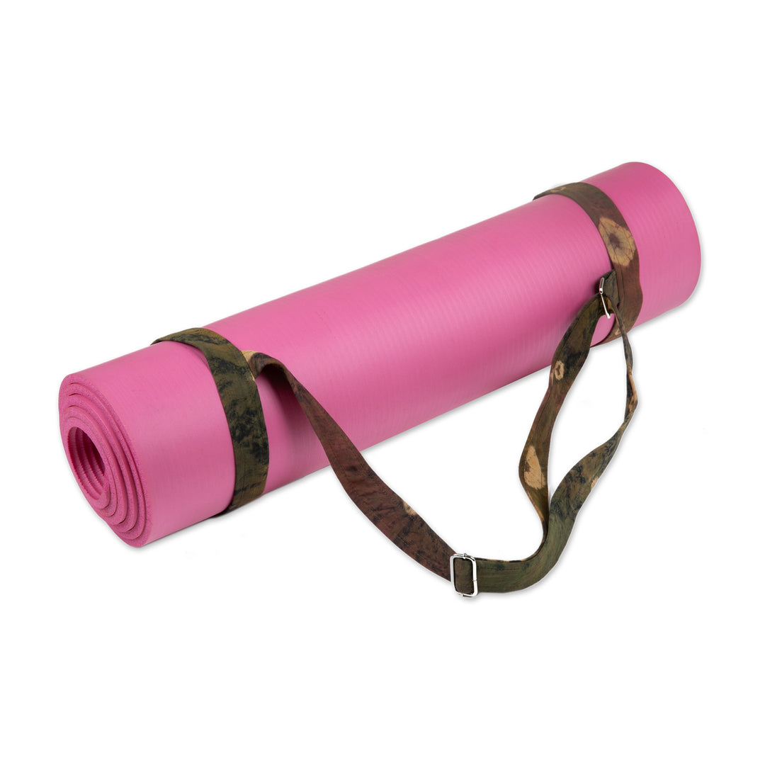 Jumputan Batik-Themed Adjustable Cotton Yoga Mat Carrier - Java's Calm
