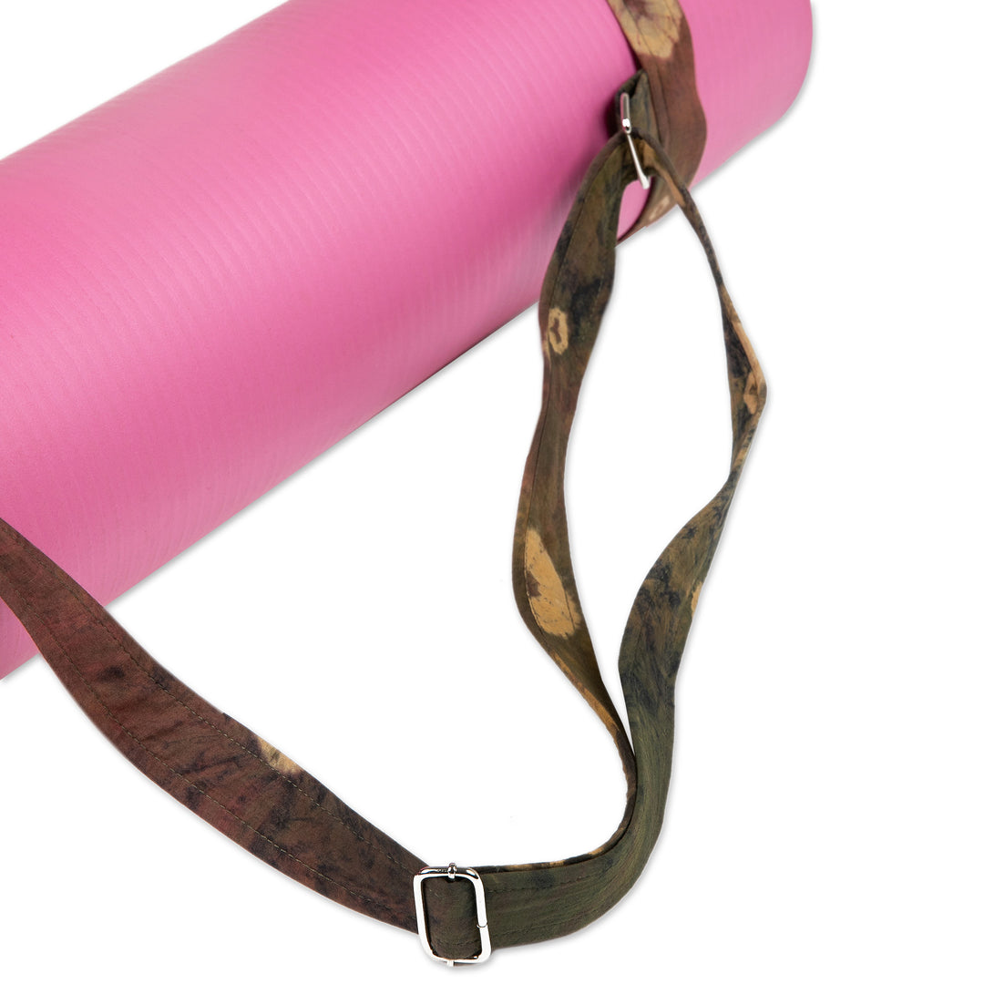 Jumputan Batik-Themed Adjustable Cotton Yoga Mat Carrier - Java's Calm