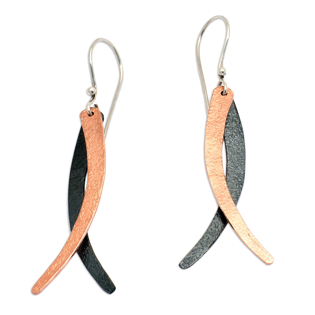 Modern 18k Rose Gold-Plated Brass and Copper Dangle Earrings - Divergent Paths