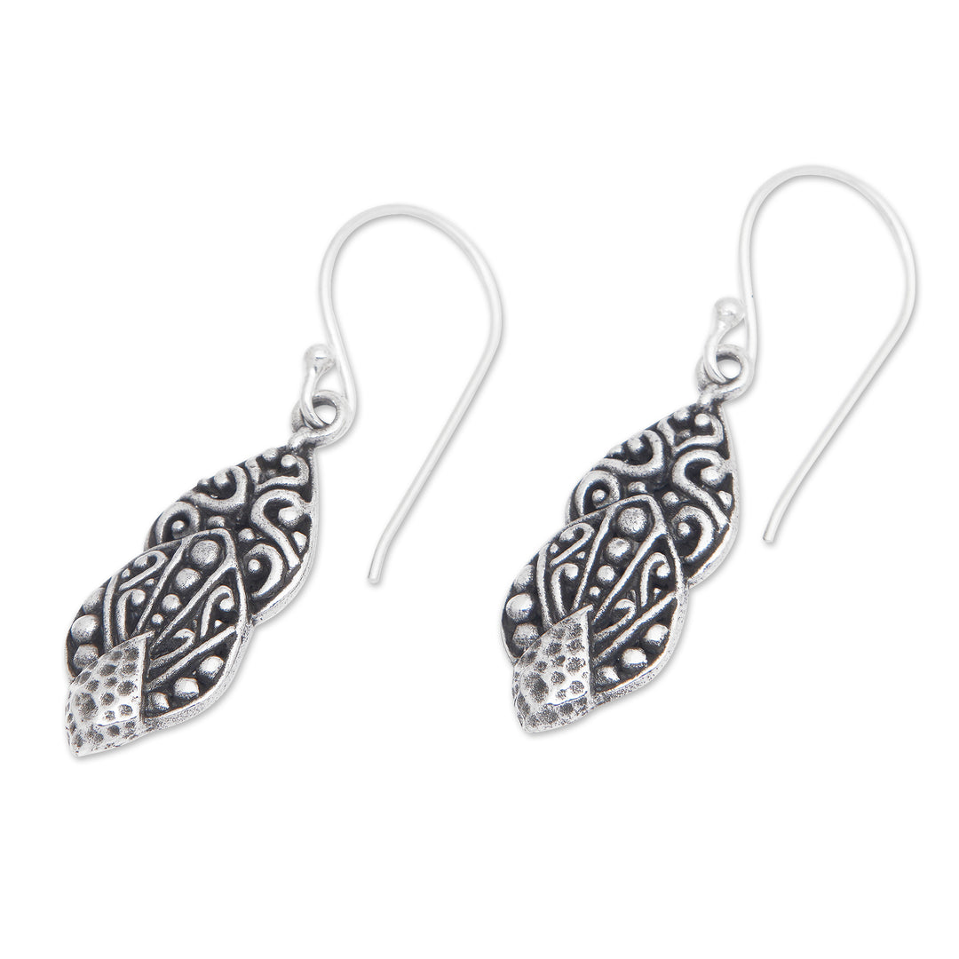 Traditional Sterling Silver Dangle Earrings Made in Bali - Tropical Nobility