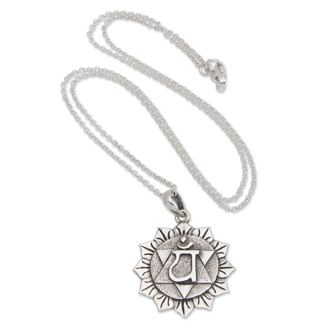 Spiritual Floral Sterling Silver Anahata Pendant Necklace - Anahata Energy