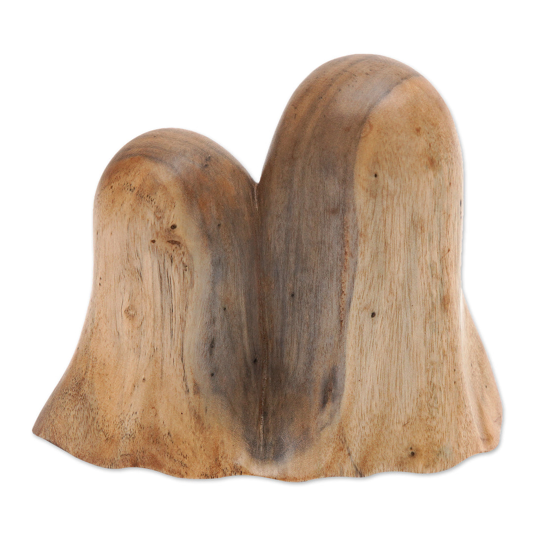 Hand-Carved Halloween-Themed Hibiscus Wood Ghost Sculpture - Halloween Family