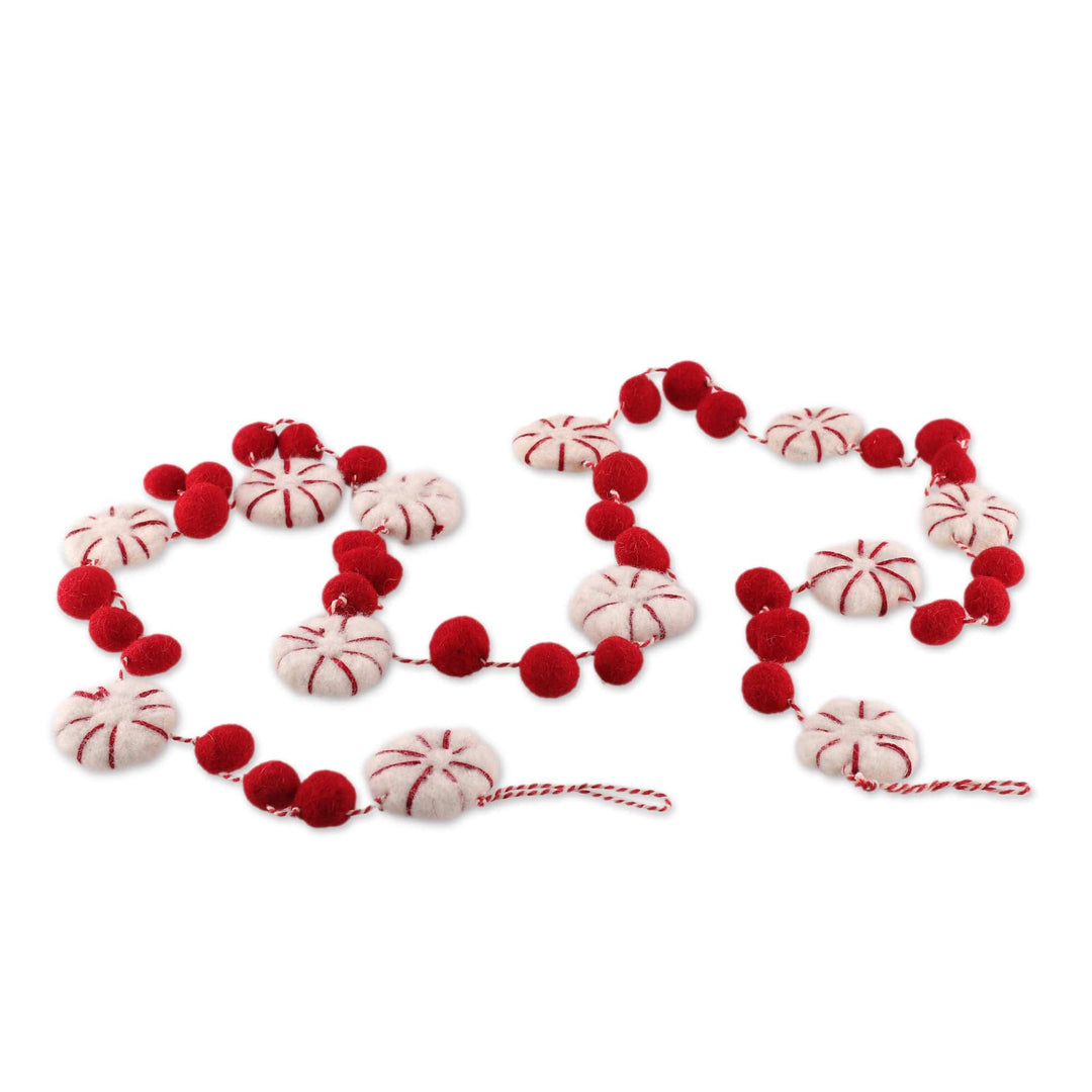 Candy-Themed Christmas Wool Felt Garland from India - Christmas Sweets