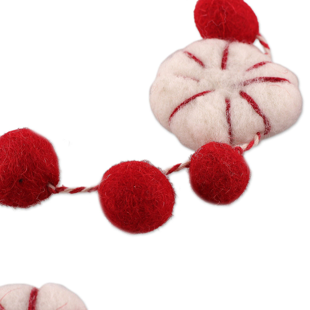 Candy-Themed Christmas Wool Felt Garland from India - Christmas Sweets