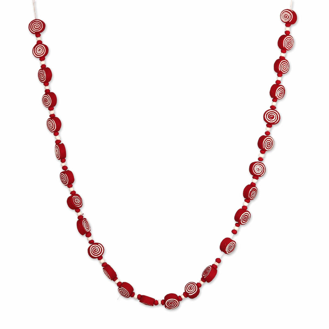 Candy-Themed Christmas Wool Felt Garland from India - Sweet Christmas Eve